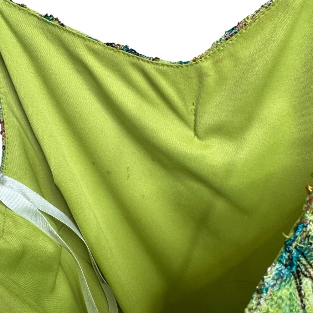 Vintage Cartise Midi Dress Cocktail Gown 6 Green Fairy Y2K 90s Ruffle Mesh Prom - Picture 8 of 10